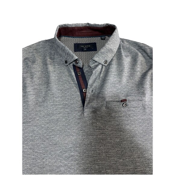 Ted Baker Trever Polo shirt XL Ted Size 5  Flip Cuff Slim Fit Long Sleeve Oxford - Picture 4 of 14
